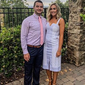 BCBGMAXAZRIA midi dress size 6 cute floral lace and gingham